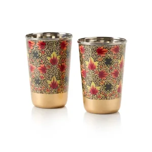 Stainless Steel Cups- set of 2- Gilded Foliage