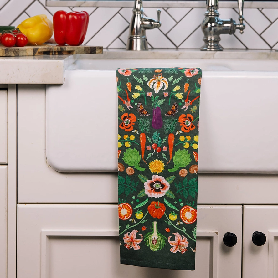 Tea Towel - Veggies Folk Floral - Image 2