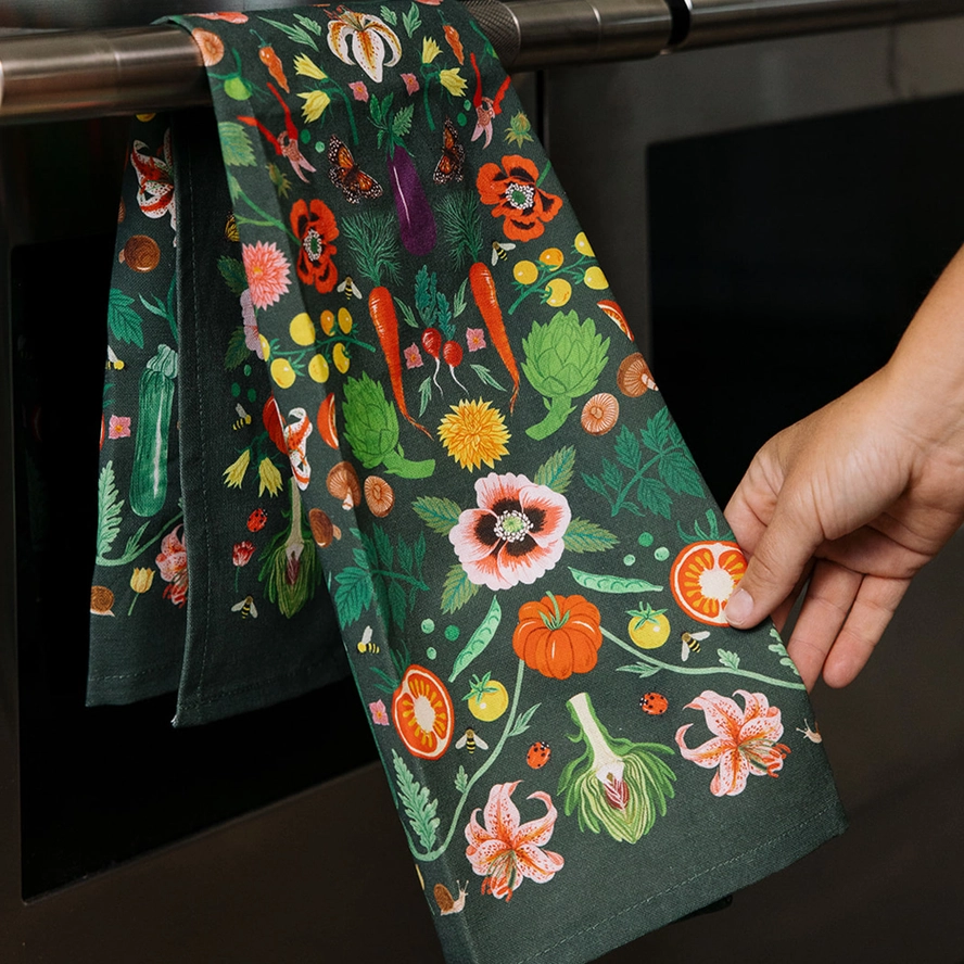 Tea Towel - Veggies Folk Floral