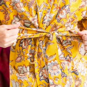 Canary Blooms Block Print Robe