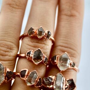 Copper Citrine & Herkimer Diamond Multi-Stone Ring